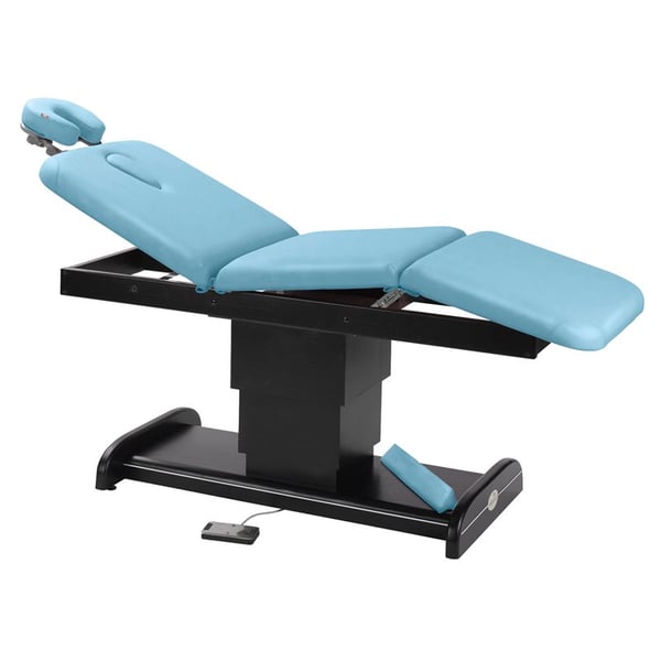 Three-body Ecopostural electric wooden stretcher with central column and removable Wengue headrest (70 x 198 cm)